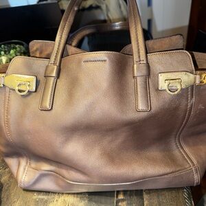 Salvatore Ferragamo Dark Brown Leather Tote